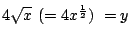 $4\sqrt x \ (=4x\sp\frac12) \ =y$