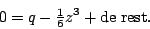 \begin{displaymath}
0=q-{\textstyle\frac{1}{6}}z\sp3+\hbox{de rest}.
\end{displaymath}