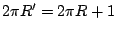 $2\pi R'=2\pi R+1$