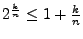 $2^{\frac kn}\le1+\frac kn$