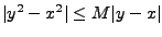 $\vert y^2-x^2\vert\le M\vert y-x\vert$