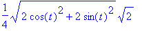 1/4*(2*cos(t)^2+2*sin(t)^2)^(1/2)*2^(1/2)