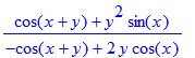 (cos(x+y)+y^2*sin(x))/(-cos(x+y)+2*y*cos(x))