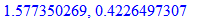 1.577350269, .4226497307