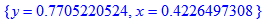 {y = .7705220524, x = .4226497308}