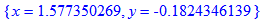{x = 1.577350269, y = -.1824346139}