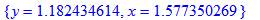 {y = 1.182434614, x = 1.577350269}