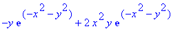 -y*exp(-x^2-y^2)+2*x^2*y*exp(-x^2-y^2)