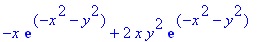 -x*exp(-x^2-y^2)+2*x*y^2*exp(-x^2-y^2)