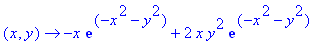(x, y) -> -x*exp(-x^2-y^2)+2*x*y^2*exp(-x^2-y^2)
