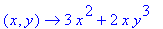 (x, y) -> 3*x^2+2*x*y^3
