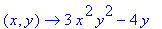 (x, y) -> 3*x^2*y^2-4*y