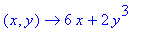 (x, y) -> 6*x+2*y^3