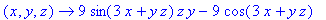 (x, y, z) -> 9*sin(3*x+y*z)*z*y-9*cos(3*x+y*z)